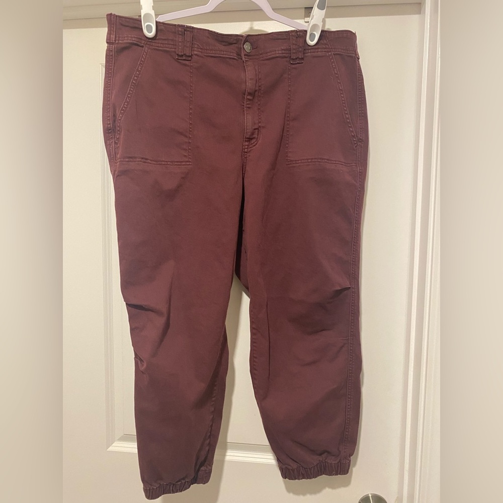 EUC/NWOT Torrid Deep Burgundy Straight Utility Stretch Joggers Size 20R